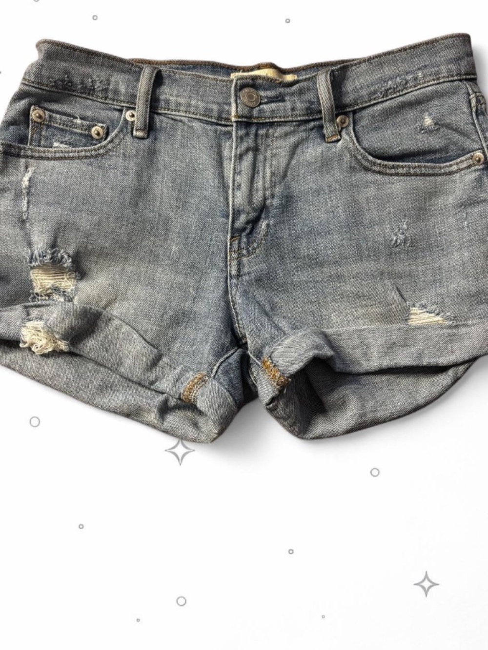 Gap 1969 Distressed Cuffed Denim Jean Shorts Size 25 3"